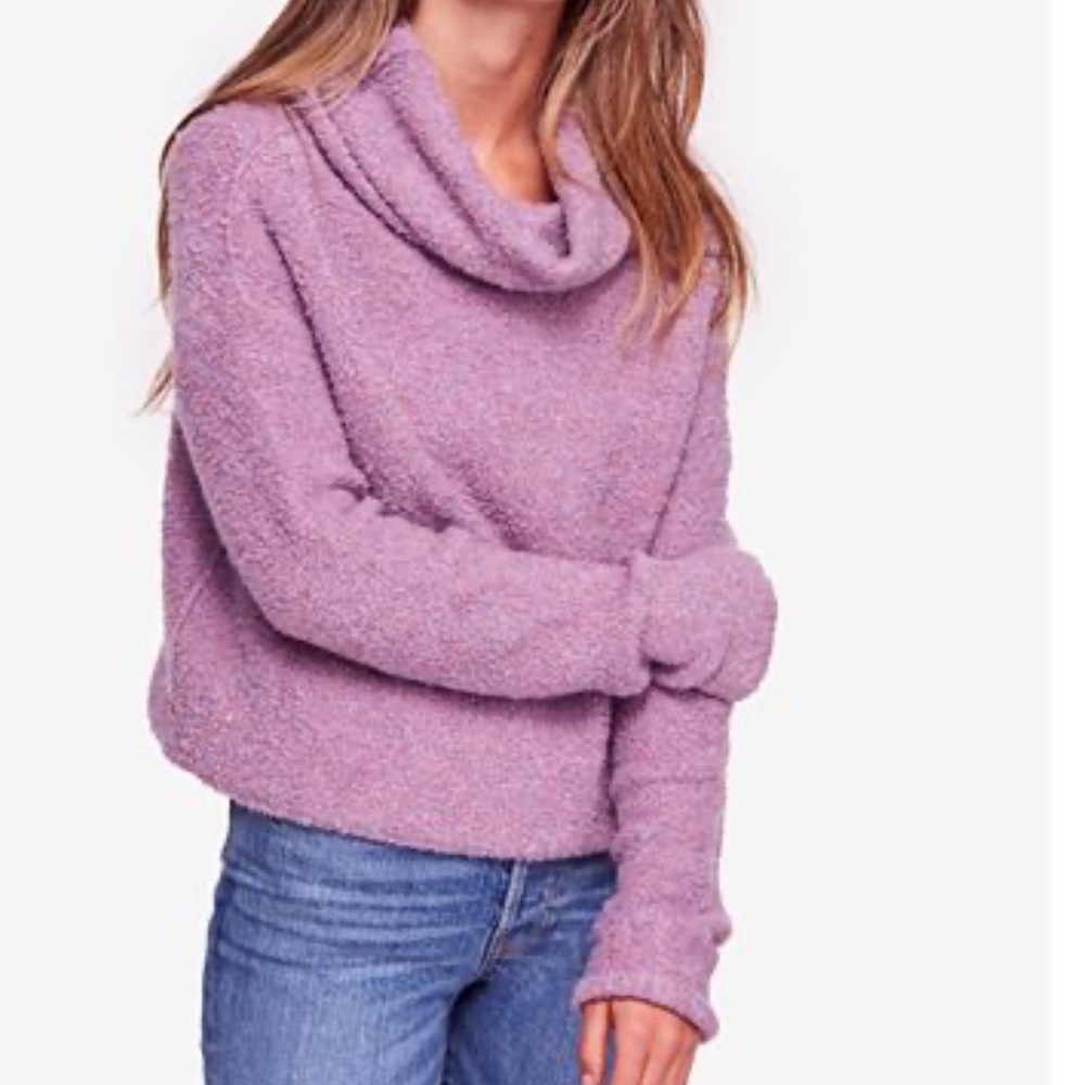 Free People Stormy Fuzzy Cowl-Neck Sweater